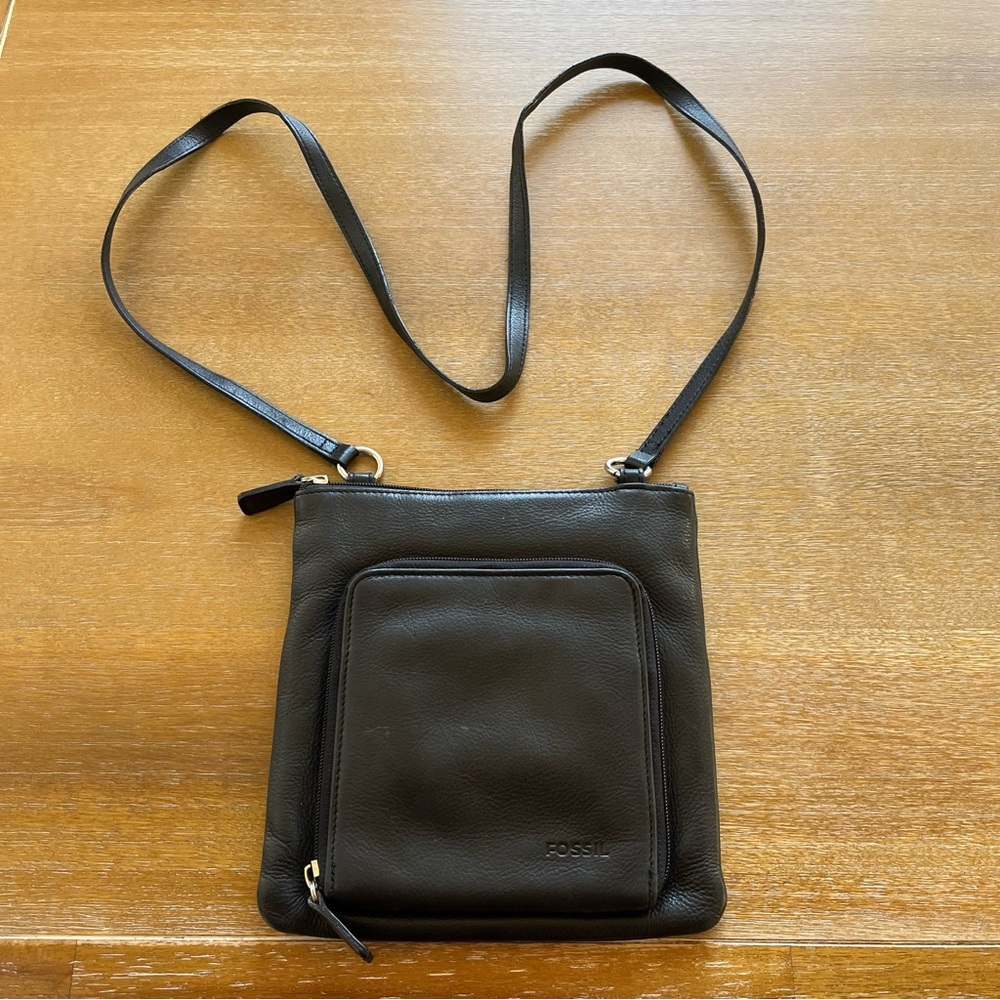 Fossil Black Leather Crossbody Bag SL8750